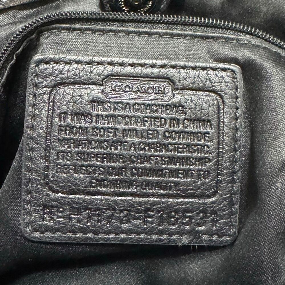 Vintage Coach Black Pebbled Leather Turn Lock Tote Shoulder Bag F18921 Silver Ha - Picture 7 of 7